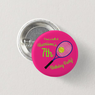 Badge Rond 2,50 Cm Tennis Sports Anniversaire fête rose