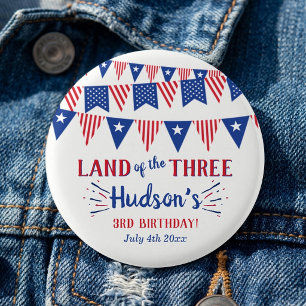 Badge Rond 2,50 Cm Terre Des Trois ! 4 juillet 3ème anniversaire