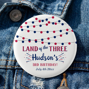 Badge Rond 2,50 Cm Terre des Trois ! Fête du 4 juillet, 3e anniversai