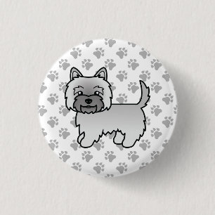 Badge Rond 2,50 Cm Térrier Cairn Chien Illustration Mignonne Pattes
