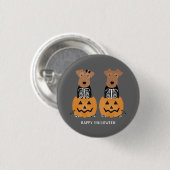 Badge Rond 2,50 Cm Térrier gallois squelette d'Halloween (Devant & derrière)