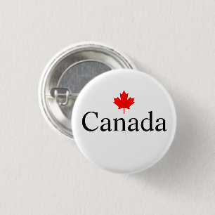 Badge Rond 2,50 Cm Texte canadien personnalisé avec feuille d'érable