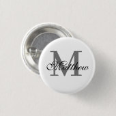 Badge Rond 2,50 Cm Texte initial et nom personnalisé (Devant & derrière)