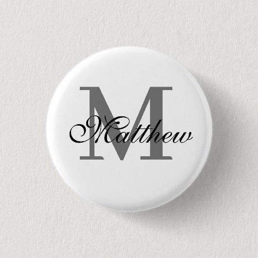 Badge Rond 2,50 Cm Texte initial et nom personnalisé (Devant)