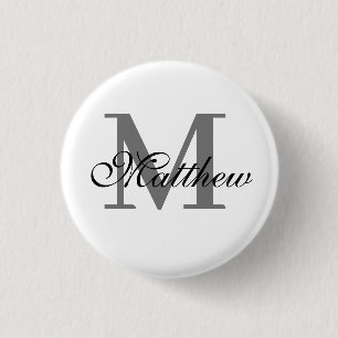 Badge Rond 2,50 Cm Texte initial et nom personnalisé