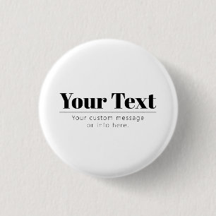 Badge Rond 2,50 Cm Texte rétro-moderne élégant   Noir & Blanc