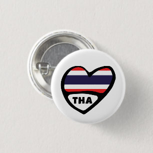 Badge Rond 2,50 Cm Thailand Country Code Flag Heart Pin Badge, THA