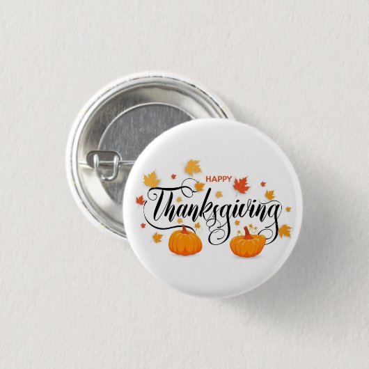 Badge Rond 2,50 Cm Thanksgiving Pin Button — Pumpkin Pin Button (Devant & derrière)