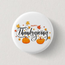 Thanksgiving Pin Button — Pumpkin Pin Button
