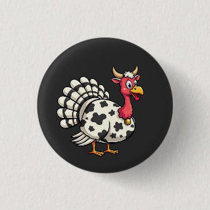 Badge Rond 2,50 Cm Thanksgiving Turkey Moo Cow Head Fundy Fall Family