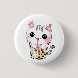 Badge Rond 2,50 Cm Thé à bulle de chat Kawaii