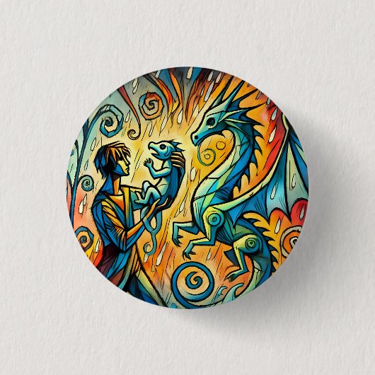 Badge Rond 2,50 Cm the dragon keeper (Devant)