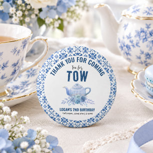Badge Rond 2,50 Cm Thé pour deux – Fête d'anniversaire florale 2 ans