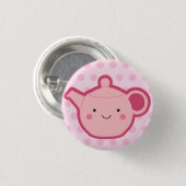 Badge Rond 2,50 Cm Théière rose (Devant & derrière)