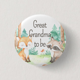 Badge Rond 2,50 Cm Thème de baby shower mignon en forêt Grande Grand-