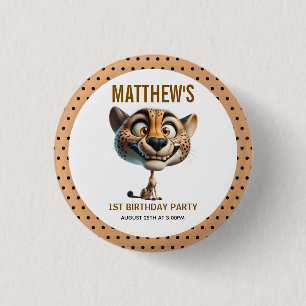 Badge Rond 2,50 Cm Thème de ferme de guépard mignon et fou pour 1er a