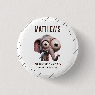 Badge Rond 2,50 Cm Thème de ferme éléphant fou mignon 1er anniversair