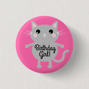 Badge Rond 2,50 Cm Thème de fête d'anniversaire de Cat Cute Kitty