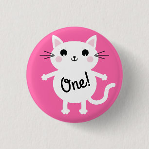 Badge Rond 2,50 Cm Thème de fête d'anniversaire de Cat Cute Kitty