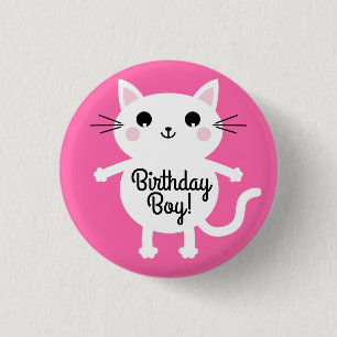 Badge Rond 2,50 Cm Thème de fête d'anniversaire de Cat Cute Kitty
