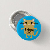 Badge Rond 2,50 Cm Thème de fête d'anniversaire de Cat Cute Kitty (Devant & derrière)