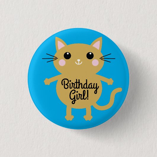 Badge Rond 2,50 Cm Thème de fête d'anniversaire de Cat Cute Kitty (Devant)