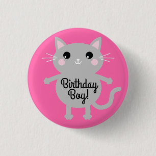 Badge Rond 2,50 Cm Thème de fête d'anniversaire de Cat Cute Kitty