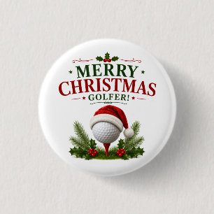 Badge Rond 2,50 Cm Thème de Noël de golf pour golfeur