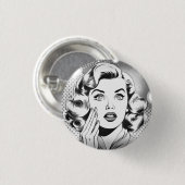 Badge Rond 2,50 Cm thème/dessin popart rétro (Devant & derrière)