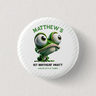 Badge Rond 2,50 Cm Thème Ferme de Grenouille Folle Mignonne 1er Anniv