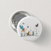 Badge Rond 2,50 Cm thème papillons et fées (Devant & derrière)