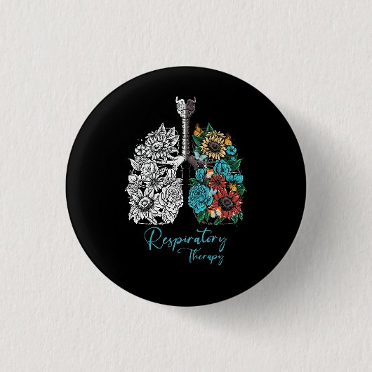 Badge Rond 2,50 Cm Thérapie respiratoire Fleur Poumon Therap respirat (Devant)