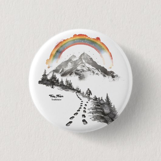 Badge Rond 2,50 Cm They/Them Trailblazer – LGBTQ Pride Camping Art,  (Devant)