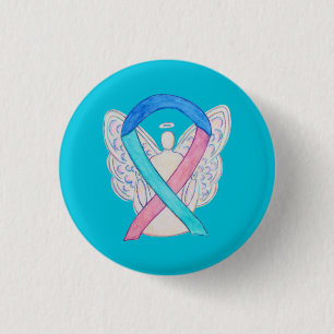 Badge Rond 2,50 Cm Thyroid Cancer Awareness Ribbon Angel Pin Buttons