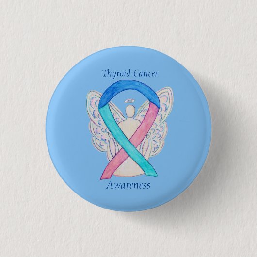 Badge Rond 2,50 Cm Thyroïde Cancer Sensibilisation de l'angle Écorces (Devant)