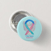 Badge Rond 2,50 Cm Thyroïde Cancer Sensibilisation Ruban Angel Bouton (Devant & derrière)