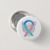 Badge Rond 2,50 Cm Thyroïde Cancer Sensibilisation Ruban Angel Pin bo (Devant & derrière)