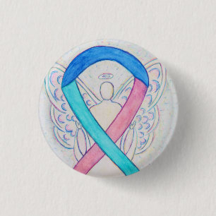 Badge Rond 2,50 Cm Thyroïde Cancer Sensibilisation Ruban Angel Pin bo