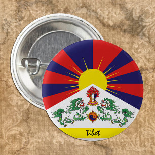 Badge Rond 2,50 Cm Tibet & Drapeau Tibétain Voyage de mode / Himalaya