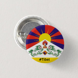 Badge Rond 2,50 Cm Tibet, Lions des neiges, drapeau tibétain - L'Him