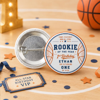 Badge Rond 2,50 Cm Ticket de basket-ball pour le premier anniversaire