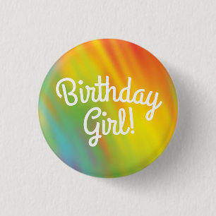 Badge Rond 2,50 Cm Tiedye Arc-en-ciel Anniversaire Enfants Mignon