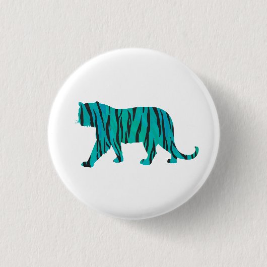 Badge Rond 2,50 Cm Tiger noir et Turquoise (Devant)