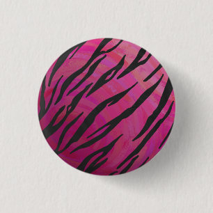 Badge Rond 2,50 Cm Tiger rose chaud et noir