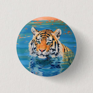 Badge Rond 2,50 Cm Tigre, badge, épingle, bouton, peint, art coloré