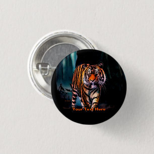 Badge Rond 2,50 Cm Tigre Brillant Forêt Sombre