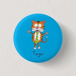 Badge Rond 2,50 Cm Tigre drôle dans une Cravate caricature pour enfan
