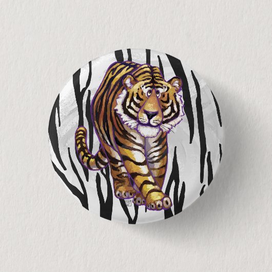 Badge Rond 2,50 Cm Tigre noir et blanc impression sauvage (Devant)