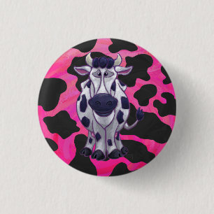 Badge Rond 2,50 Cm Tigre Sauvage Noir et Rose