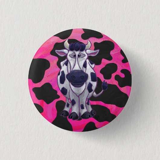 Badge Rond 2,50 Cm Tigre Sauvage Noir et Rose (Devant)